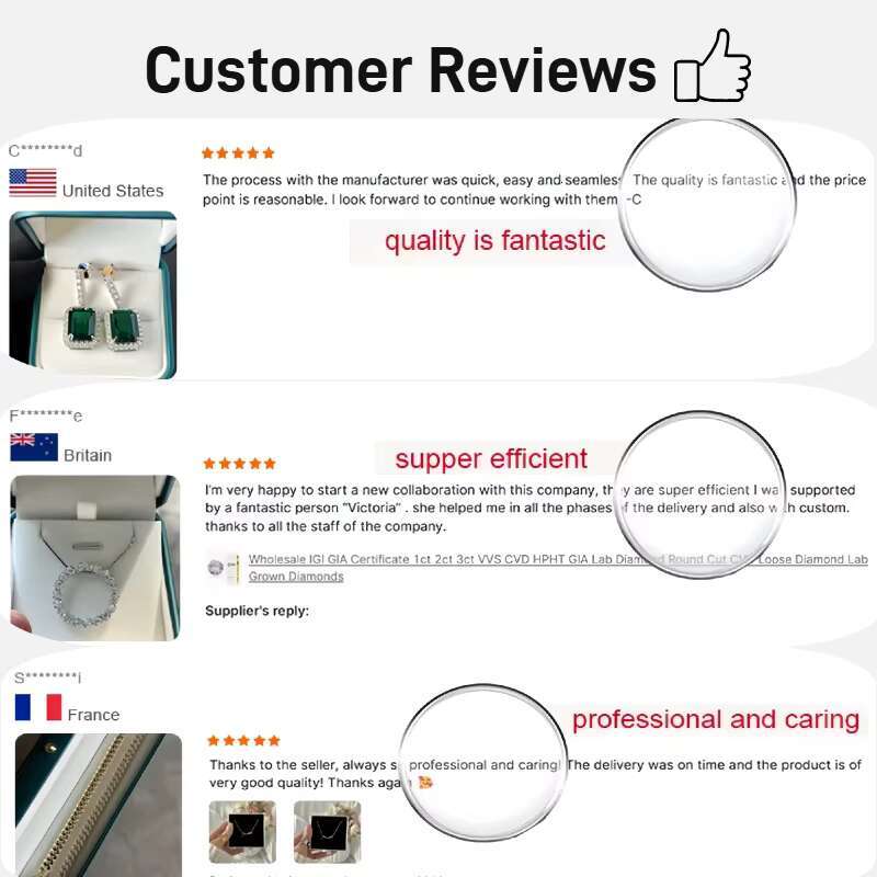 Eco Friendly Lab Created IGI GIA Certified D E F Color 0.5Ct 1Ct 2Ct 4Ct CVD HPHT Loose Diamonds Jewelry Lab Grown Diamonds