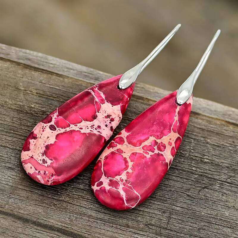 New Design Red Emperor Fashion Simple Natural Stone Earrings Jewelry Water Drop - Shipped