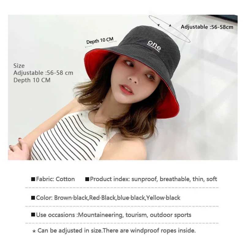 Fashion Letter Embroidery Reversible Design Cotton Bucket Hat For Women Y250707