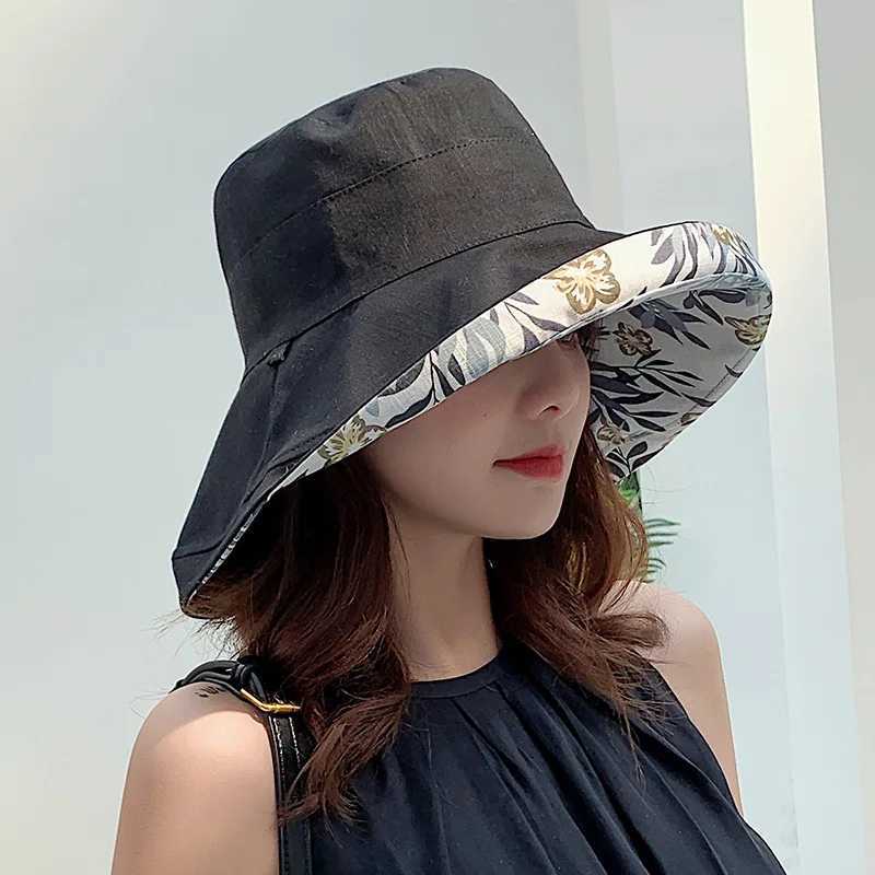 Women Hat Bucket Hat Panamanian Women Four Seasons Fisherman Hat Big Brim Hat Double-Sided Fisherman Hat Sun Visor Sunhat Y250707