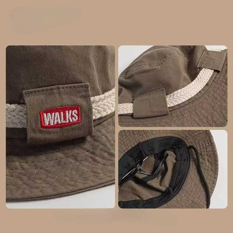 2025 New American Vintage Letter Bucket Hats for Men and Women Spring Summer UV Protection Hiking Hat Climbing Sunshade Fisherman Caps Y250707