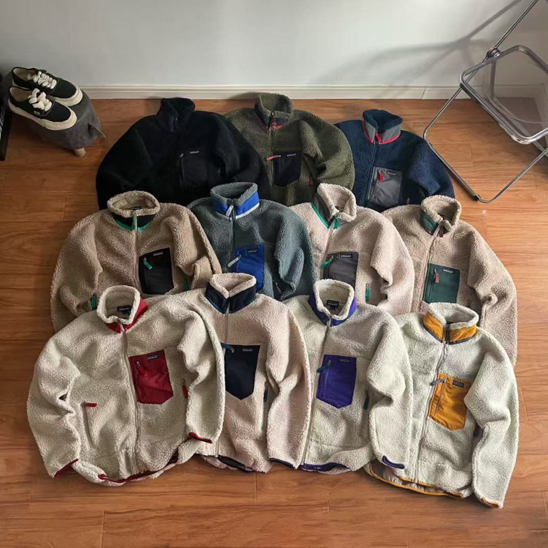 Designer Jackets for men and women High quality fleece jacket lamb wool stand up collar couple zipper jacket warm travel jacket