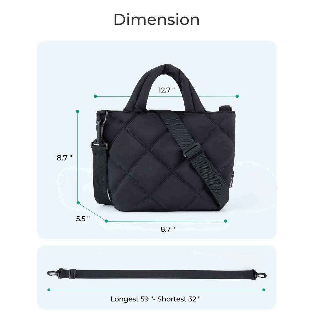 Puffy Mini Tote Quilted Grid Shoulder Bag Small Purse Handbag Organizer Crossbody Bags for Women