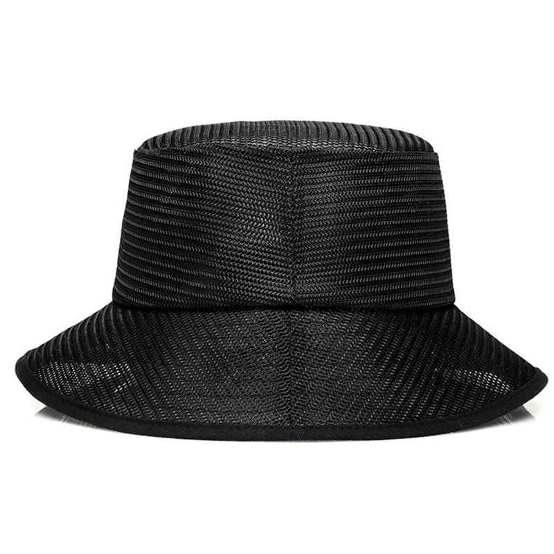 Full Mesh Breathable Oversize Bucket Hats for Men with Big Heads Outdoor Fishing Sun Hat for Women Plus Size Panama Beach Cap 58cm 60cm 62cm Y250707