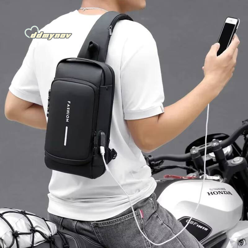 Men Anti Theft Chest Bag Shoulder USB Charging Crossbody Package School Short Trip Messengers Bags Mens Oxford Sling Pack ddmynov