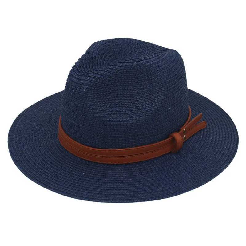 Summer Straw Sun Hat Panama Hats Grass Knitted Gift Hat Breathable Leisure Jazz Hat European American Style Straw Hat Beach Caps Y250707