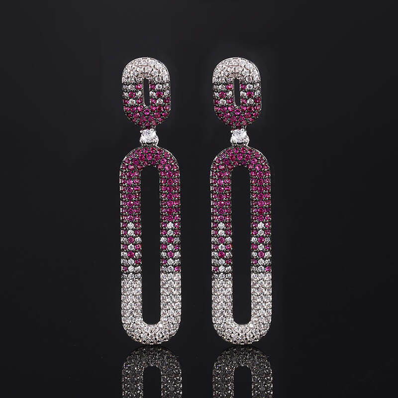 S Sier Needle High-End Niche Ear Jewelry Exaggerated Tassel Zircon Sparkling Stud Earrings High Quality E80