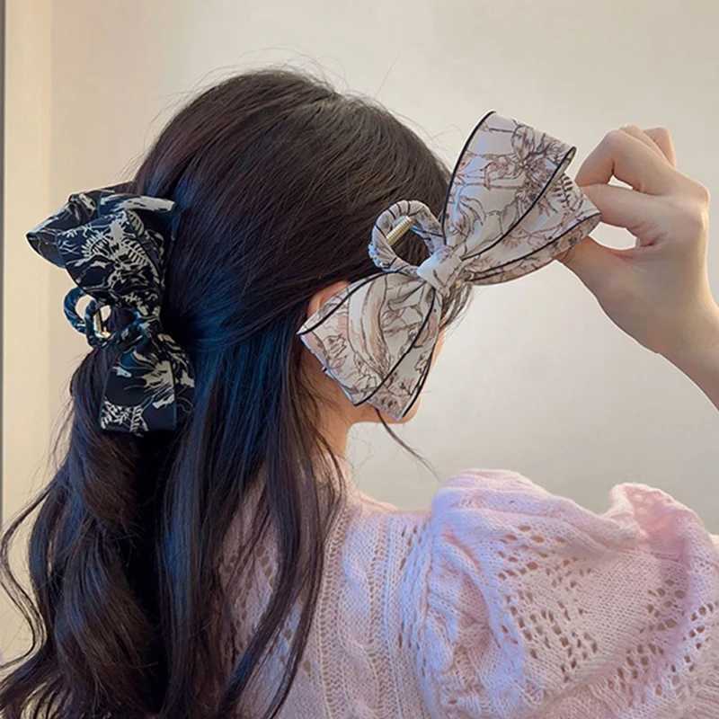 Korean Bowknot Vintage Large Hair Claw Clips Women Elegant Bow Barrette Crab Hairpins Girls Headwear Hair Accessories Female Z250707