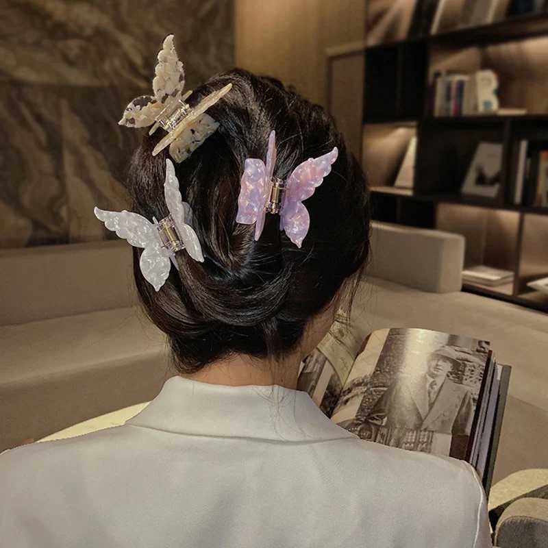 New Vintage Acetate Hair Claw Clip Sweet Butterfly Hair Clip Hairpin Barrettes Trendy Hair Accessories Barrettes for Women Girls Z250707