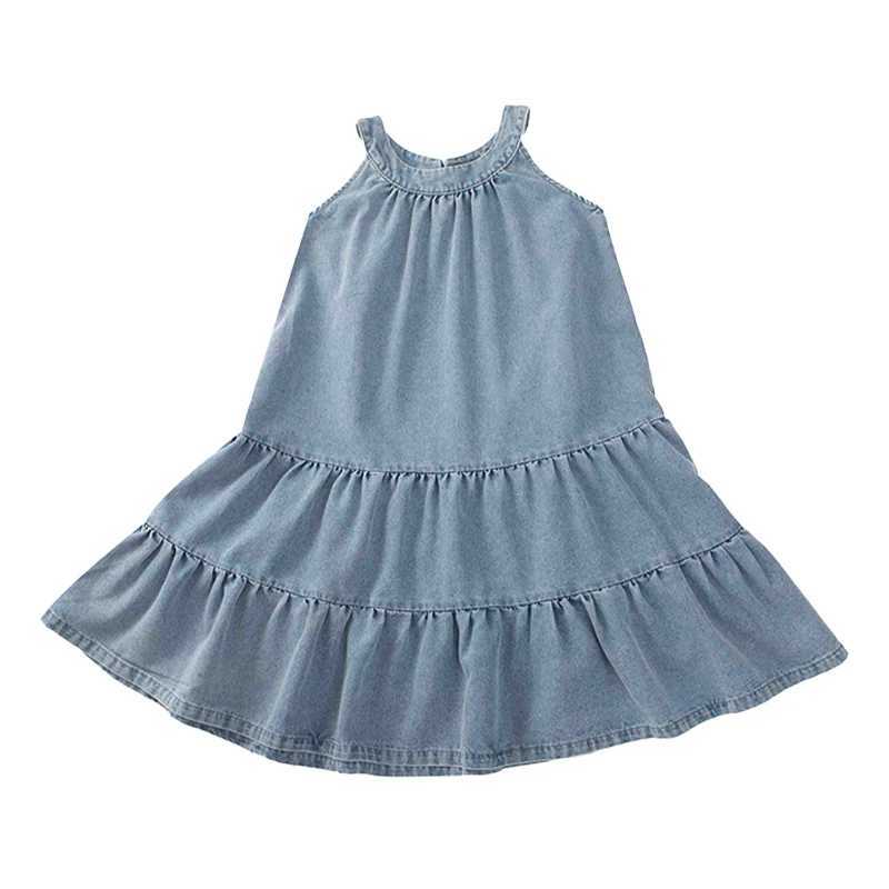 Girls Summer Dress 2025 New Style Children Stylish Denim Vest Skirt Princess Skirt Girls Summer Loose Thin 5-15 Years Old R250707