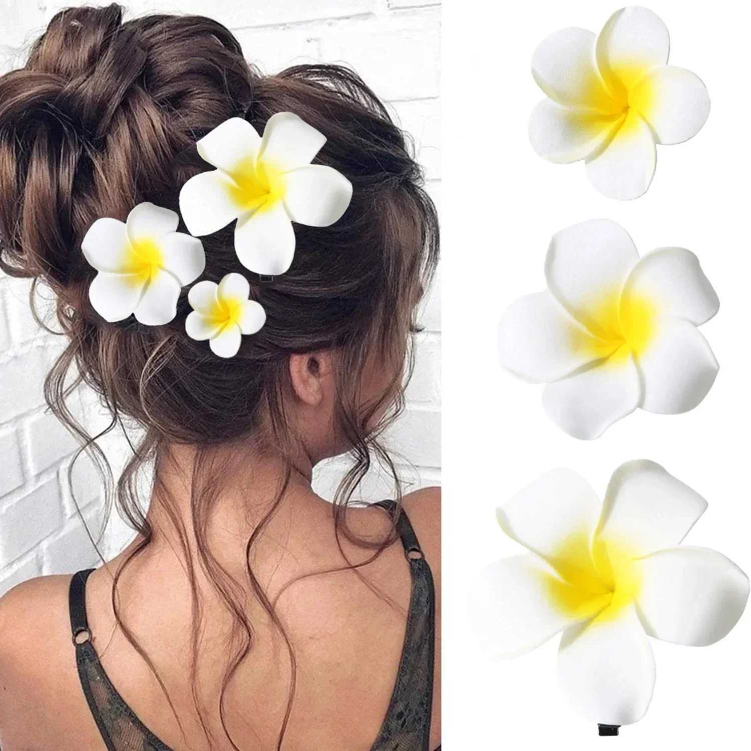 Fashion Women Plumeria Flower Hair Clips Girls Aesthetic Hairpins Egg Flower Barrette Party Bag Hair Accessories Y250707