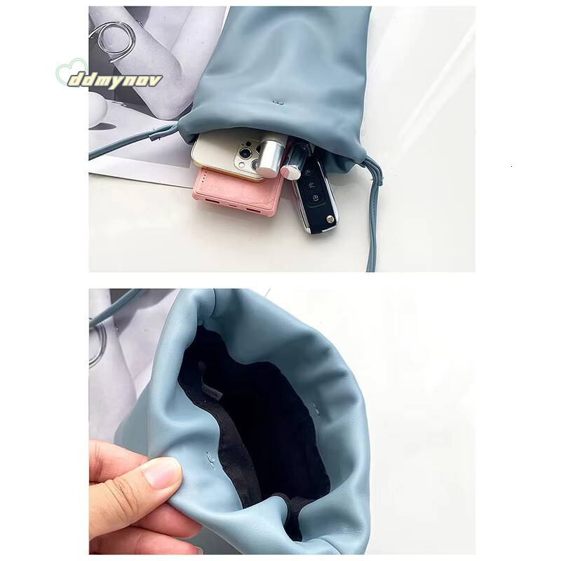 Casual Drawstring Style Women Crossbody Candy Color Lady Mini Bucket Bag for Mobile Phone Female Shoulder Purse Wallet ddmynov