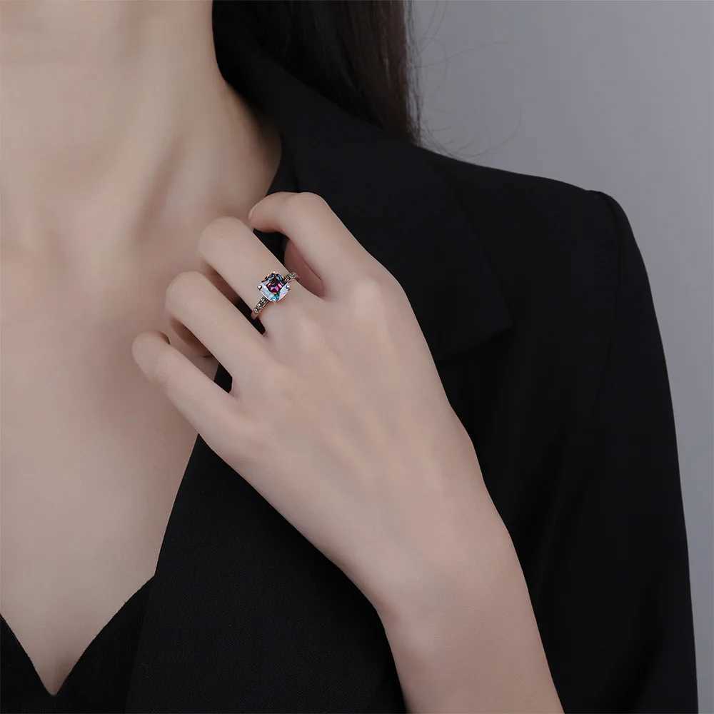 925 Sterling Silver Square Crystal Adjustable Rings For Women Wedding Luxury Fine Jewelry GaaBou XJ250707