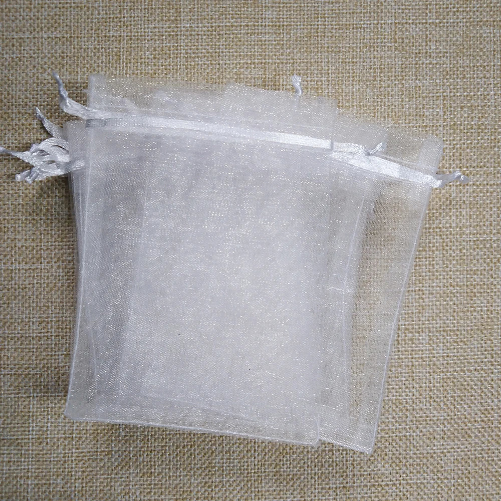 100pcs White Drawstring Organza Bags Pouch Jewelry Packaging Bags Birthday Party Christmas Gift Bags Wedding Gift Bag Pouches 250702