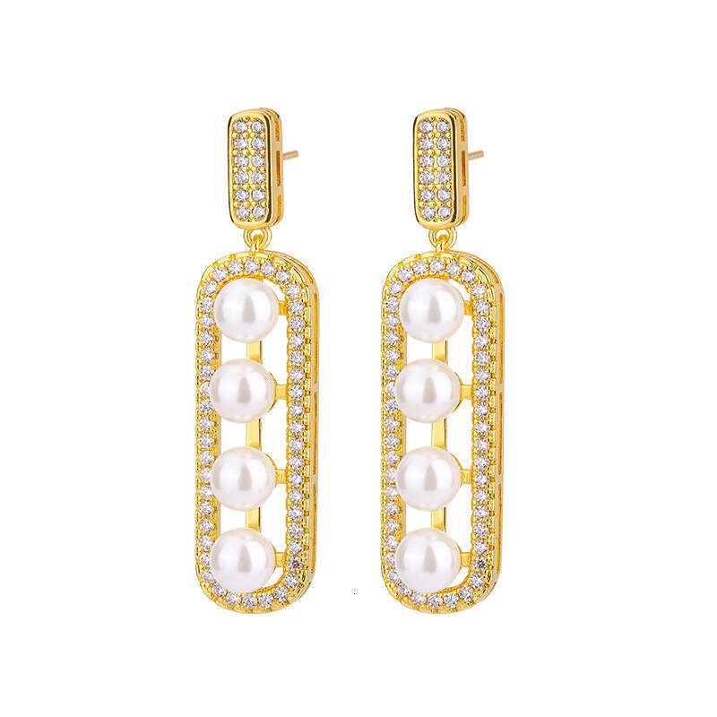 White Shell Fairy Temperament Elegant Personality Exaggerated Ins Trend Live Style Pearl Drop Earrings 5B8