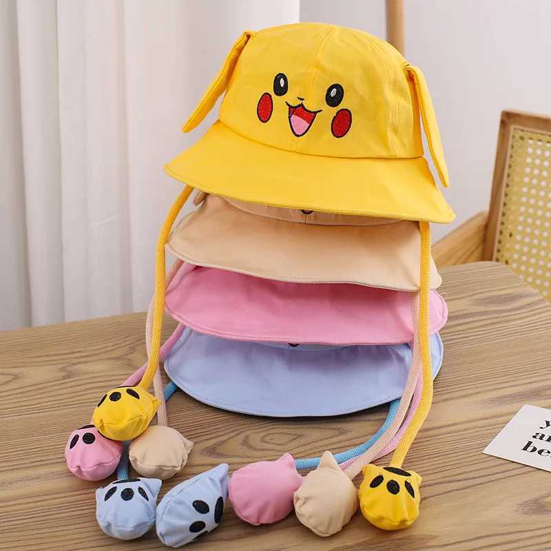 Kids Summer Broad-brimmed Cotton Hats Children Bucket Caps for Beach Holiday Boys Girls Sun Protection Hat Parent-child Outfit Y250707