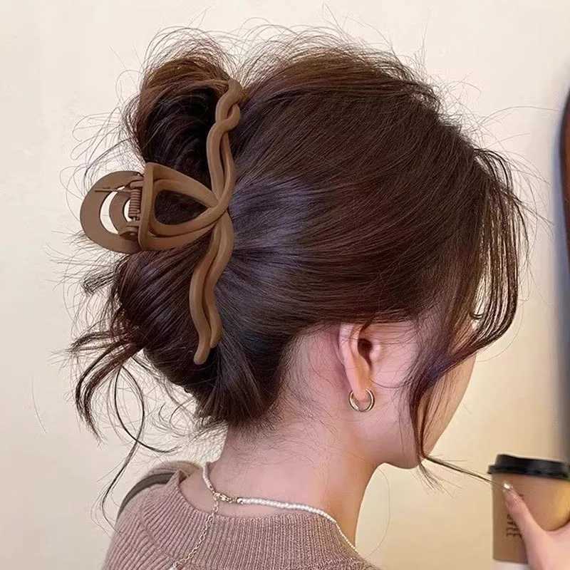 Vintage Brown Bow Shape Hair Claw For Women Hair Ornament Back Hair Holder Claw Clip Hairpin Hair Clip Fashion Hair Accessories Z250707