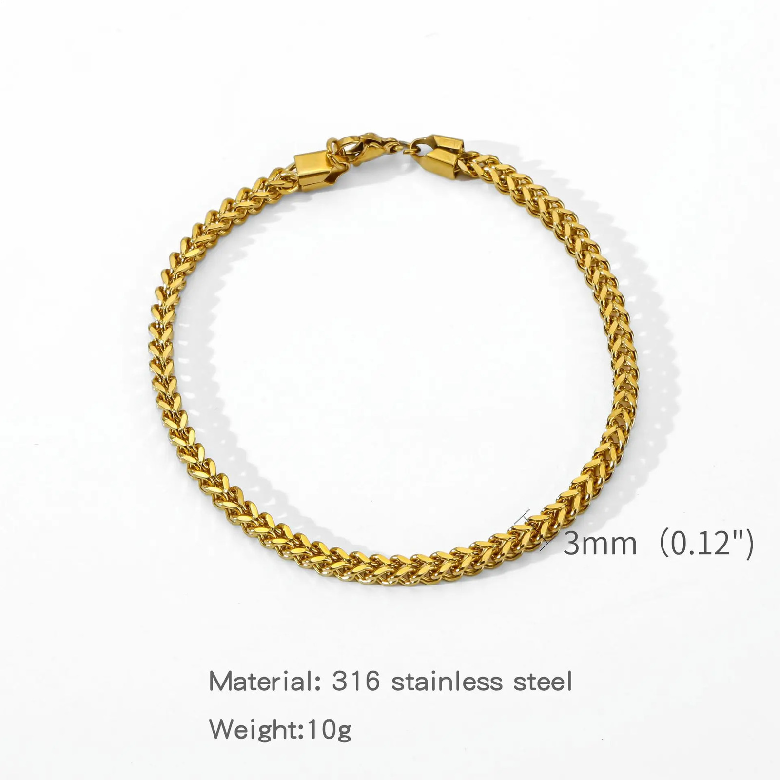 3mm Stainless Steel Geometric Square Cuban Bracelet Simple Men Trendy Jewelry For Women Accessories 250707