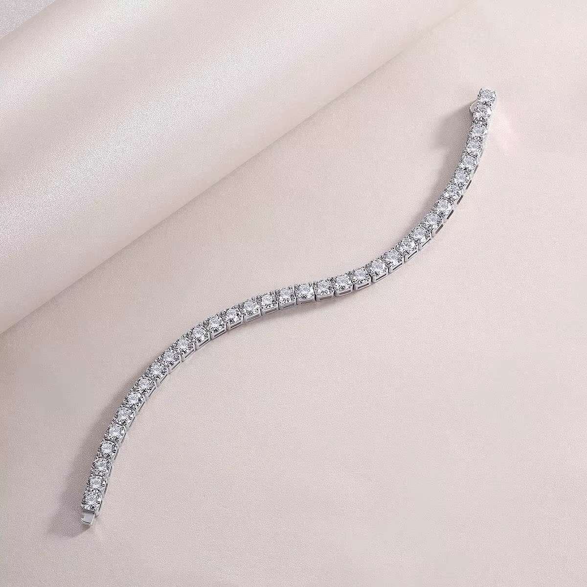 Ready to Ship Fine Men Women Bracelet Luxury Gemstone Bracelet 925 Silver Bracelet Gem Tennis Chain 5mm Moissanite Tennis Chain