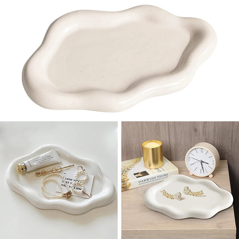 Jewelry Dish for Women Trinket Tray Dish Cloud Shape Ceramic Plate Watch Keys Tray Ring Dish Holder for Mothers Day Gift 250702