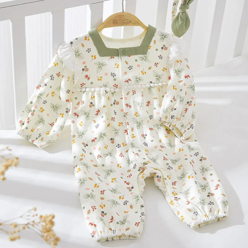 Baby Rompers Comfortable Cotton Onesie Pastoral Style Small Floral Crawling Clothes Outer Wear Small Square Collar Fashionable 250707