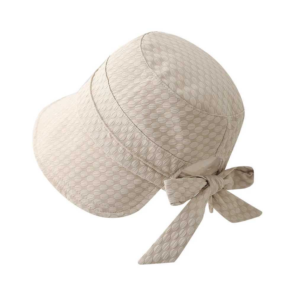 Womens Bucket Hat Spring Summer Hats For Women With Bow Fisherman Cap Casual Retro Korean Style Casual Simple Solid Color New Y250707