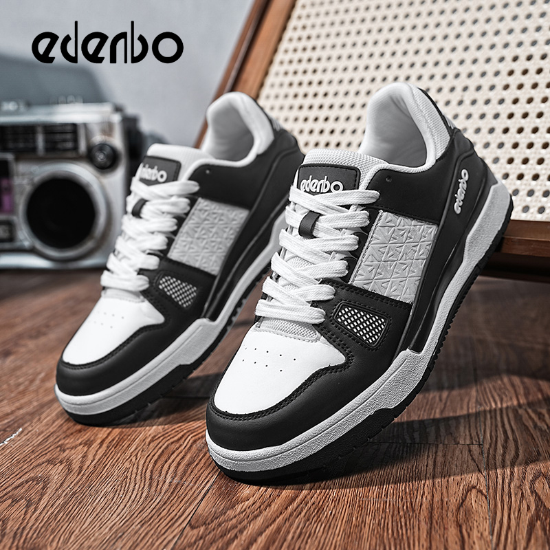 Edenbo men's shoes 2025 new seasons hot style white shoes casual leather black and white versatile sports shoes for men