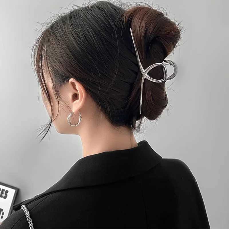 Vintage Silver Geometric Metal Hair Claw For Women Girls Long Hair Holder Headband Hair Claw Clip Fashion Hair Accessories Z250707