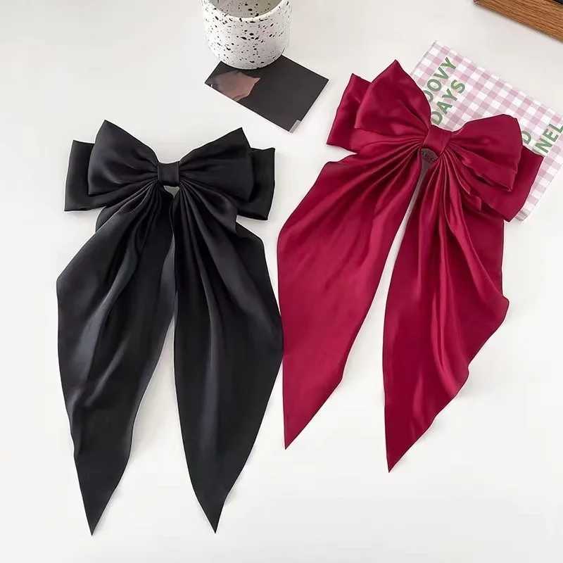Solid Color Bow Ribbon Hair Clip New Women Large Bowknot Barrettes Women Ponytail Clip Headband Girls Hair Accessories Gift Z250707