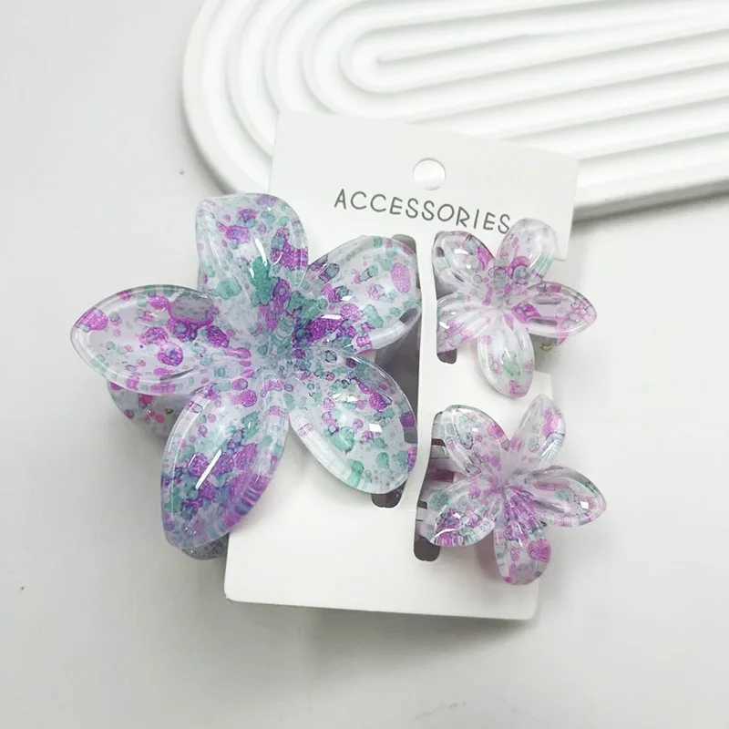 3pcs/set Sweet Flower Shark Hair Claws Clips Hairpins Barrettes for Girls Women Fashion Headwear Wedding Accessories Gift Y250707