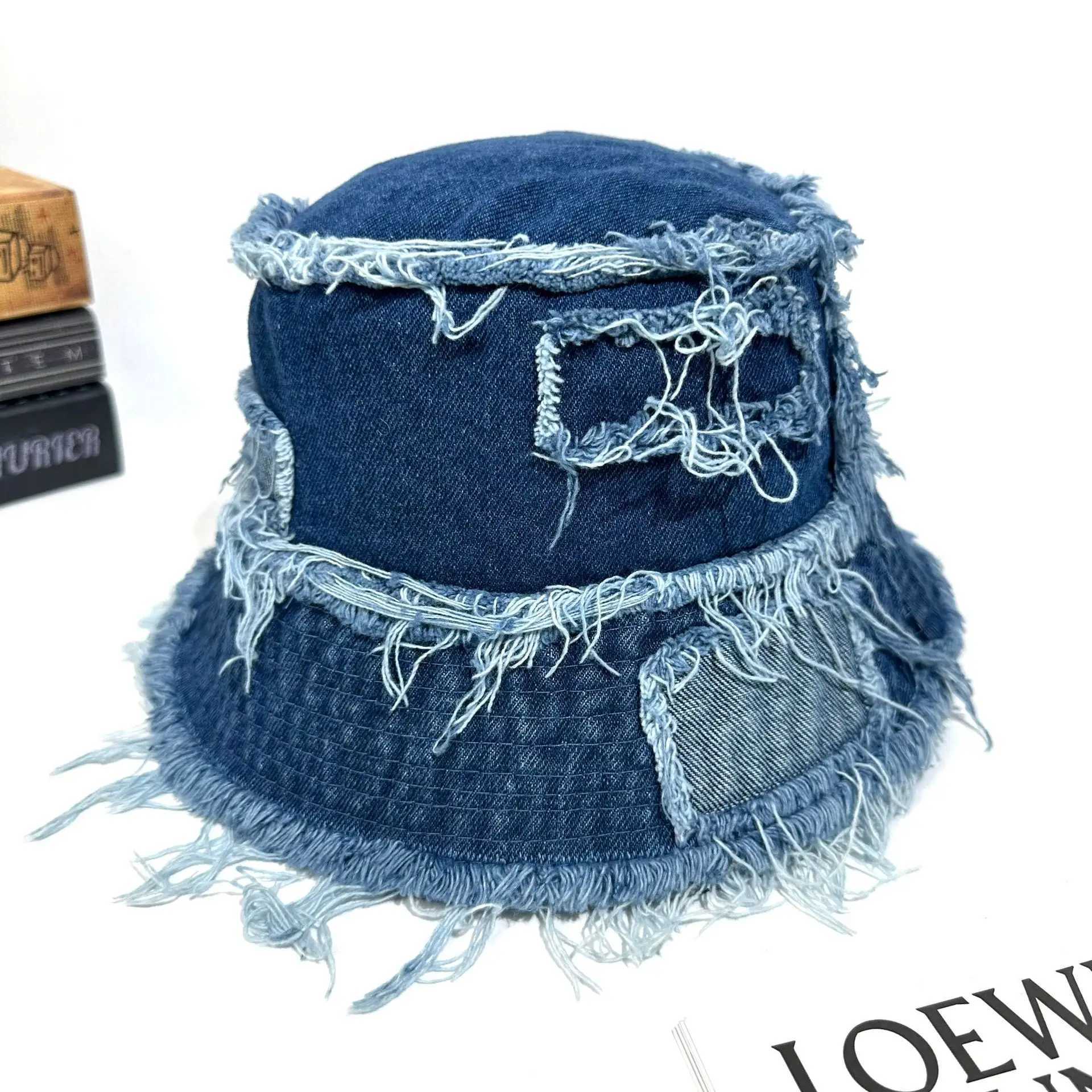 New Autumn Washed Denim Bucket Hat for Women Korean Style Summer Sun Hats Wide Tassel Brim Female Beach Panama Fisherman Cap Y250707