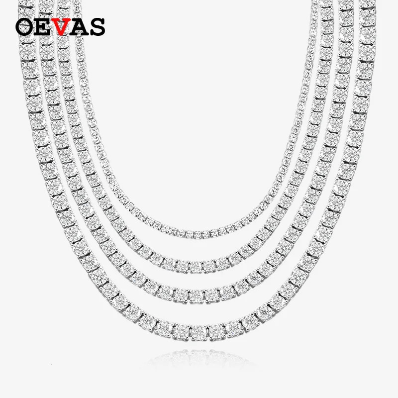 OEVAS M/4MM/5MM/6.5MM Tennis Necklace For Women Top Quality 100% 925 Sterling Silver Sparkling Party Fine Jewelry 250702