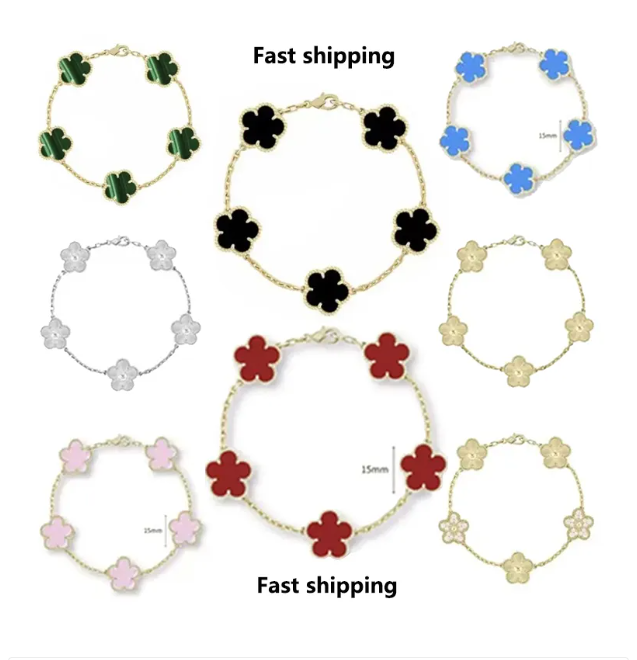 Luxury designer bracelet women leaf clover bracelet designer charm red white fashion elegant jewlery designer for women plated gold bracelets mother of pearl d1008