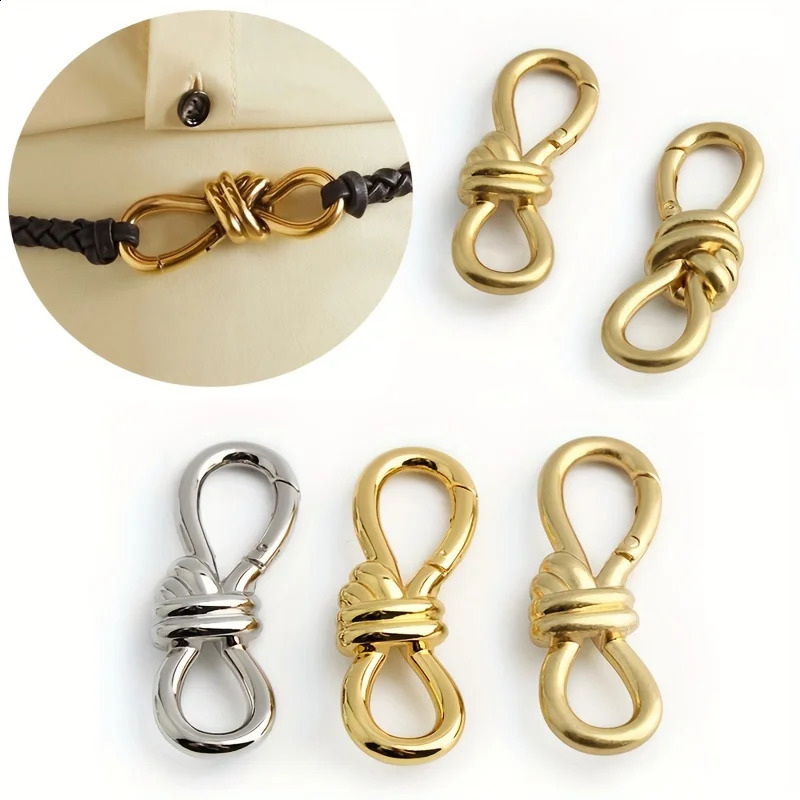 2PCS 74mm Womens Tote Bag Metal Twist Spring Ring Lobster Clasp Shoulder Bag Shoes Clothes Knot Decoration Keychain 250630