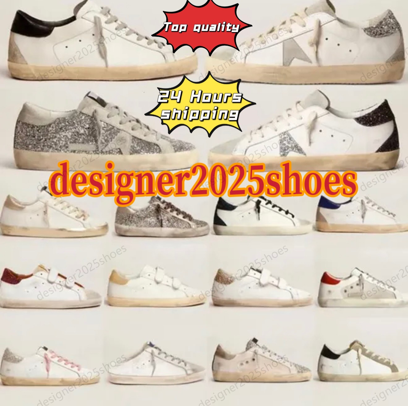 With Box Designer Shoes Mens Women Casual Shoes Sneakers womens Casual Shoes Super-star Leather Italy Dirty Old Shoes High quality womens mens Sneakers