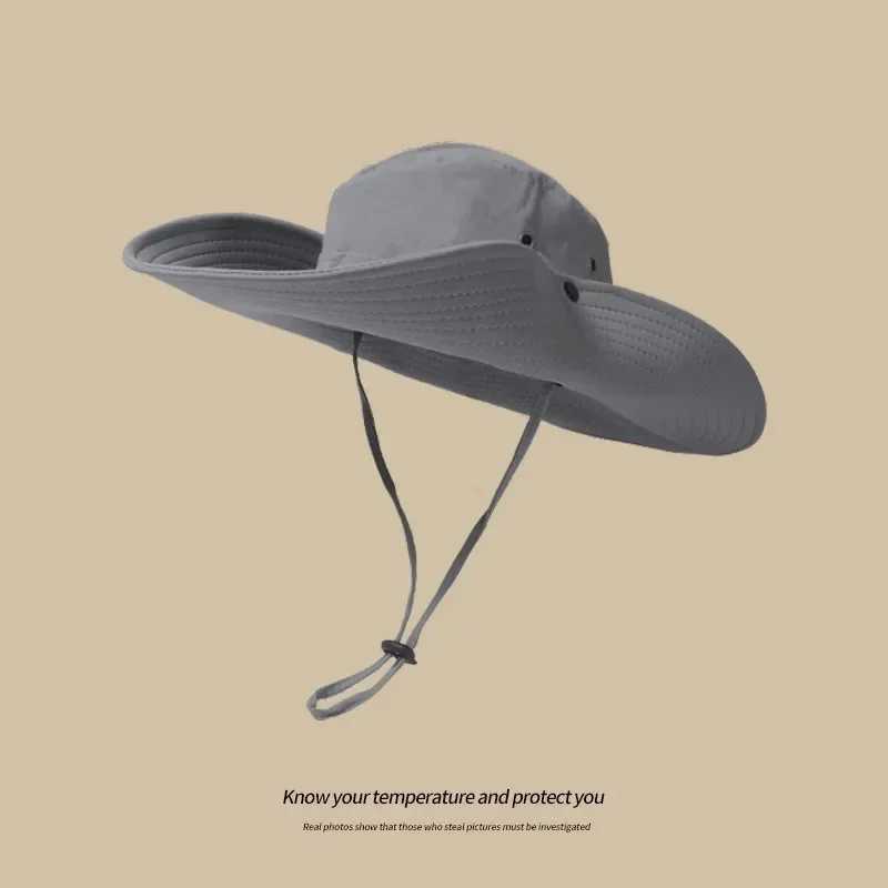 Womens Outdoor Sun Hat Summer UV Protection Bucket Safari Wide Brim Fisherman Cap Cowboy Men Fishing Hiking Beach Hats 2024 Y250707