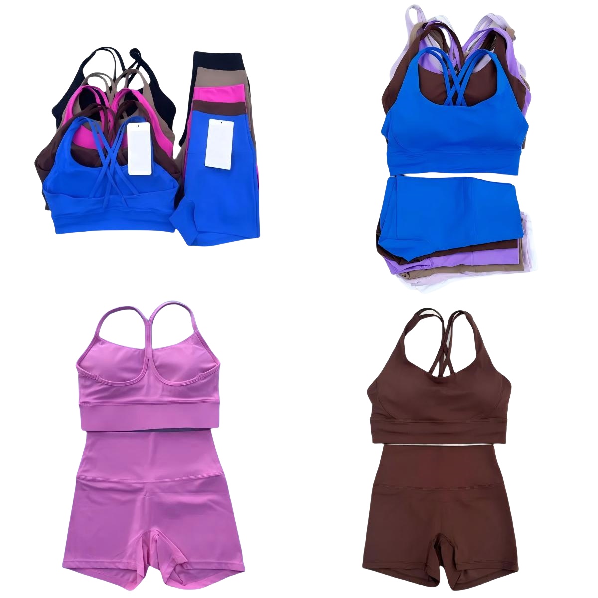 Styles Women Yoga Sets Push Up Fitness Hotty Biker Shorts Sports Bra Back Cross High Waist Elastic Sportswear Outfits Gym Suits Cloth Running Workout Tracksuits D658