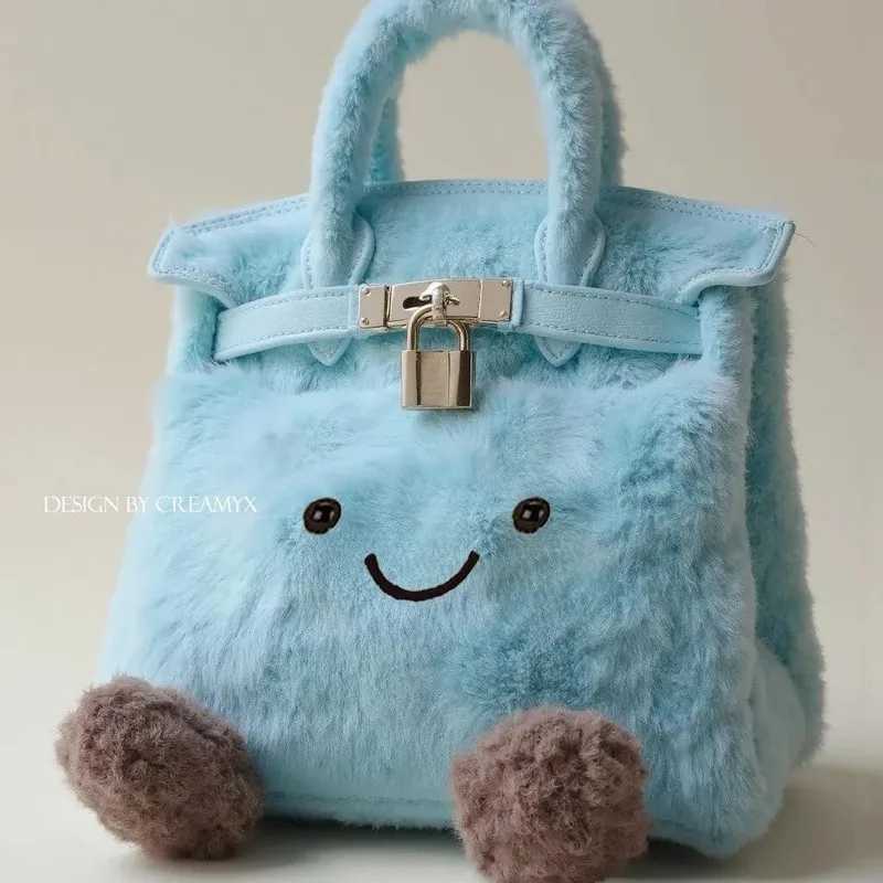 Jelly Or Cute Tote Bag Portable Plush Large Capacity Handbag Blue Bag Girl Gift