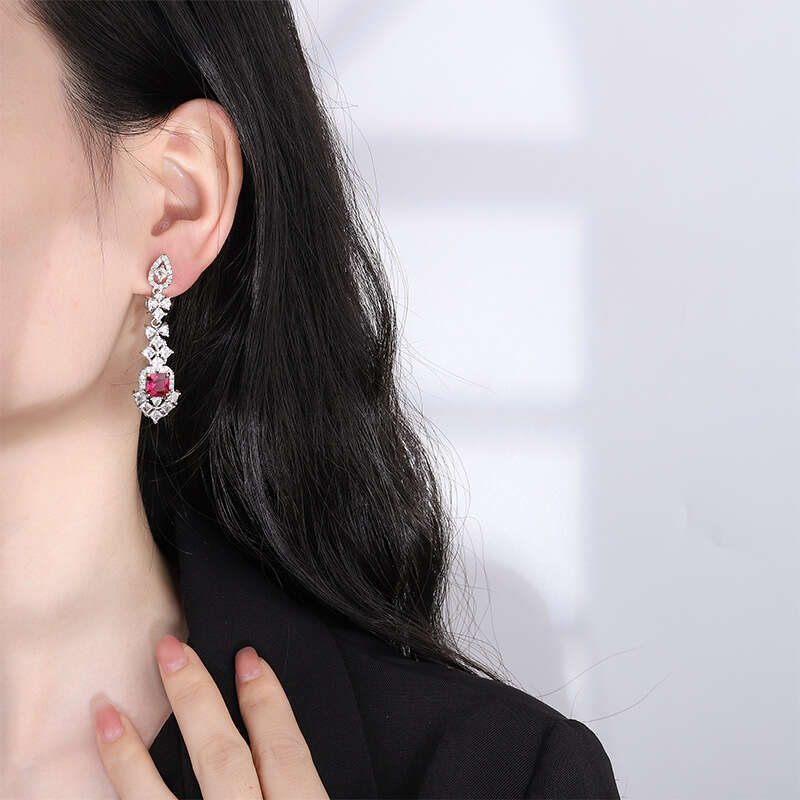 New Jewelry Accessories Colorful Gemstone Earrings High-End Studs Blue Women's Style C68