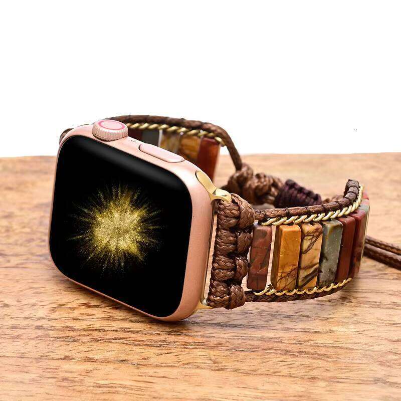 Rectangle Turquoise Handmade Apple Band, Bohemian Style Minimalist Watch Band