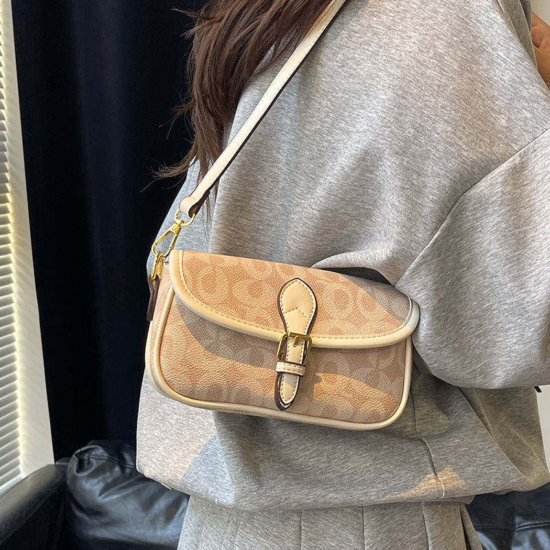Designer High-End Small for Women 2025 New Printed Baguette Fashionable Textured Shoulder Crossbody Light Luxury Women's Bag