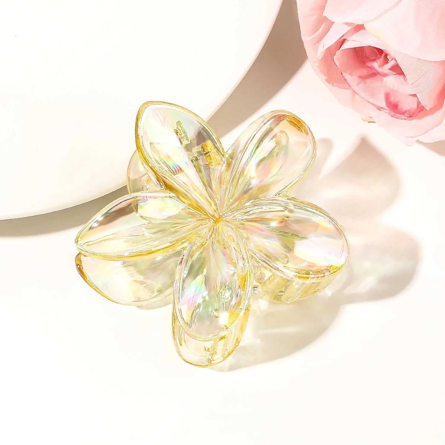 Transparent Flower Hair Claw Clips Women Crab Hair Clip Floral Hair Claws Ponytail Holder Hair Clips Hairpin Barrette Headwear Z250707