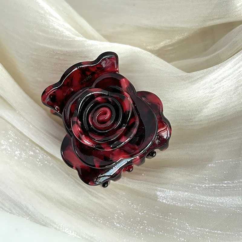 Muweordy French Vintage Rose Hair Claw Acetate Claw Clip Small Stereoscopic Flower Hair Clip for Girls Hair Accessories for Women Y250707