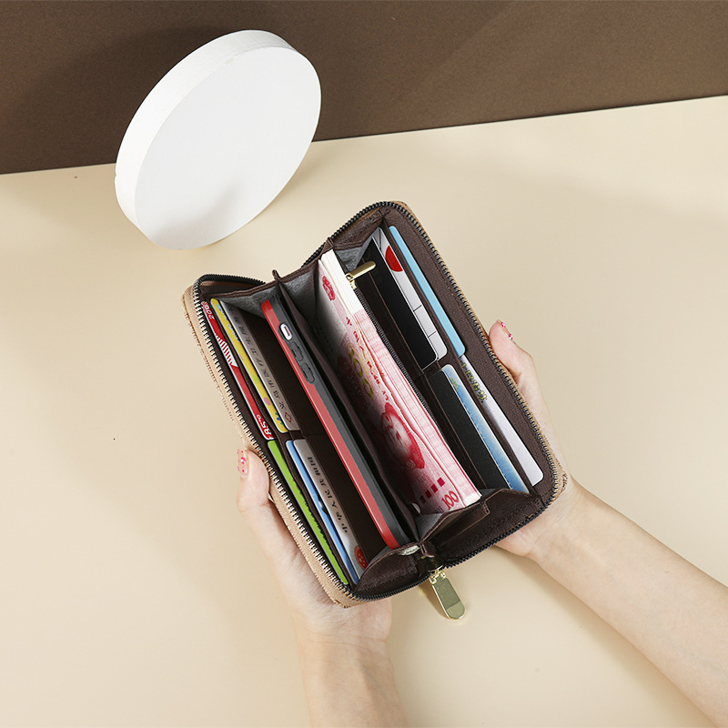Designer Long Wallet 2025 New Korean Style Zipper Clutch Multi-Card Slot Large Capacity Printed Phone Women's Light Luxury Bag