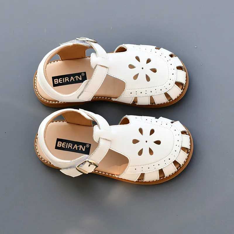 Genuine Leather Girls Fashion Sandals Close Toes Quick Dry Baby Boys Casual Sandals Summer Hollow Petals Kids Beach Shoes R250707