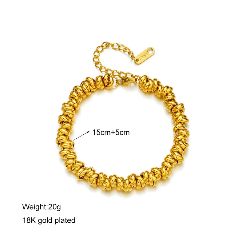 DIEYURO 316L Stainless Steel Gold Color Annularity Bracelet For Women y ner Fashion Girls Body Jewelry Gifts 250707