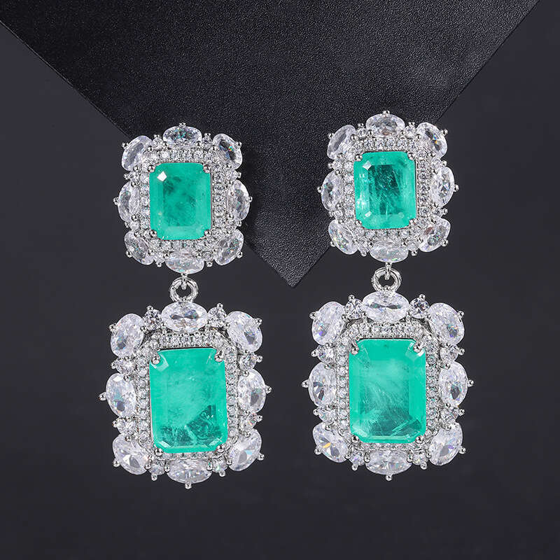 S Sier Needle Trendy Faux Jewelry Accessories Paraiba Three-Piece Set For Women F09