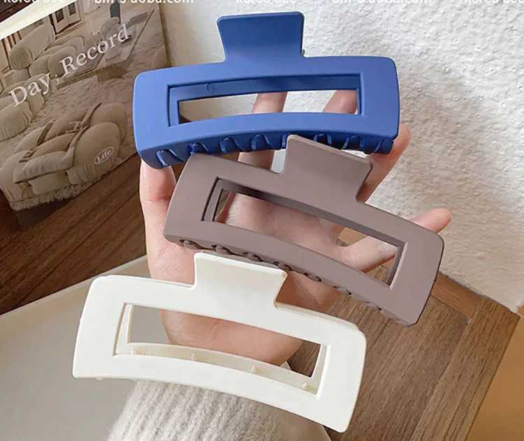 13cm Large Matte Square Hair Crab Hair Clip Korean Elegant Solid Color Hair Claws Women Barrettes Ponytail Clip Large Shark Clip Y250707