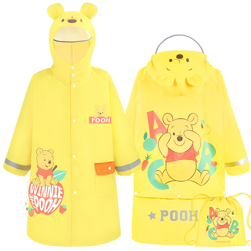 Disney children's raincoat boy's zipper raincoat primary school raincoat cartoon hiking raincoat waterproof backpack position reflective str
