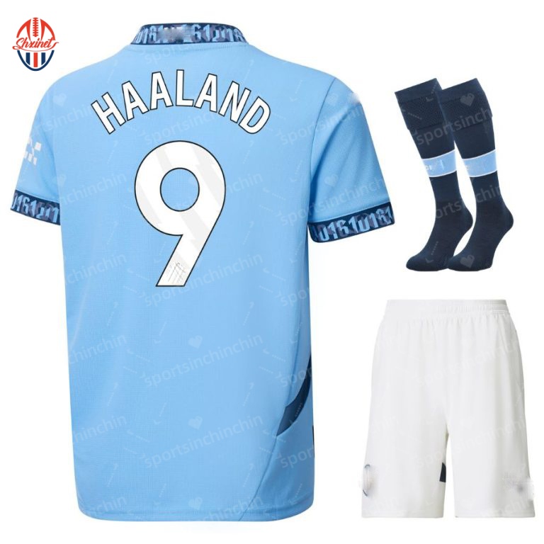 2526 Season Home Soccer Jerseys 9 Harland 17 De Bruyne Foden 47 Children's Kit Soccer Jerseys 10 Gralish 11 Doku Kindergarten Training Sports Mat